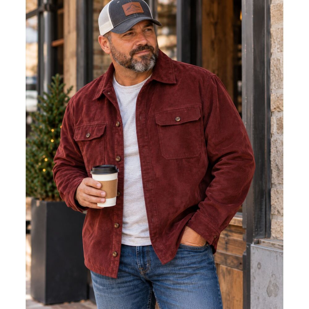 Knightsbridge XL Burgundy Faux Suede Jacket Shirt Shacket Long Sleeve